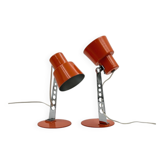 70s Minimalistic Lamps by Targetti Sankey in Orange and Chrome - Set of 2
