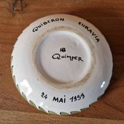 HB Quimper earthenware ashtray - Decorated with a Breton woman - Marked on the back Quiberon Euravia 1959