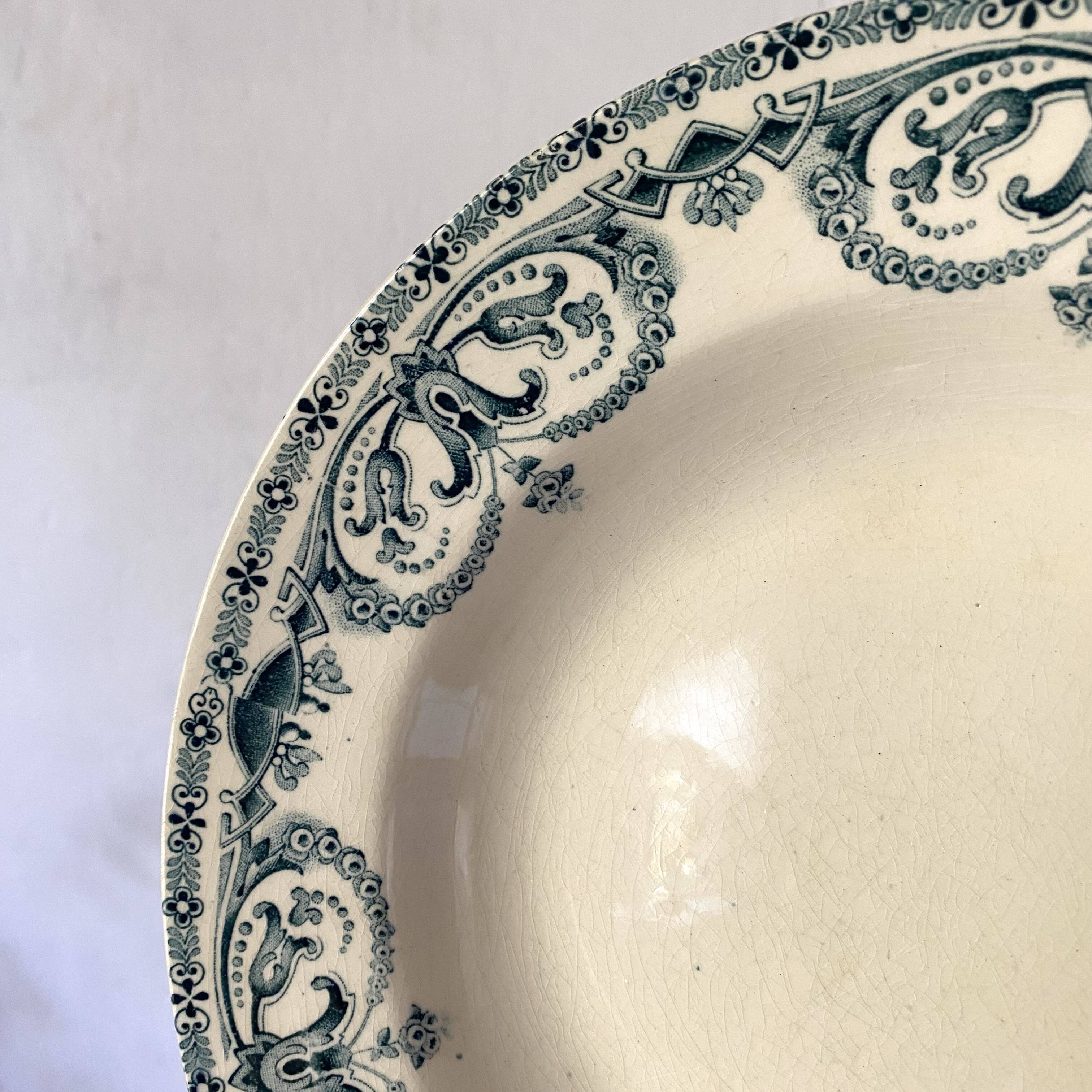 Antique Terre de Fer deep plates, early 20th century