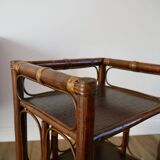 Rattan side table / bedside table bamboo style rattan bedside table bamboo style 70s