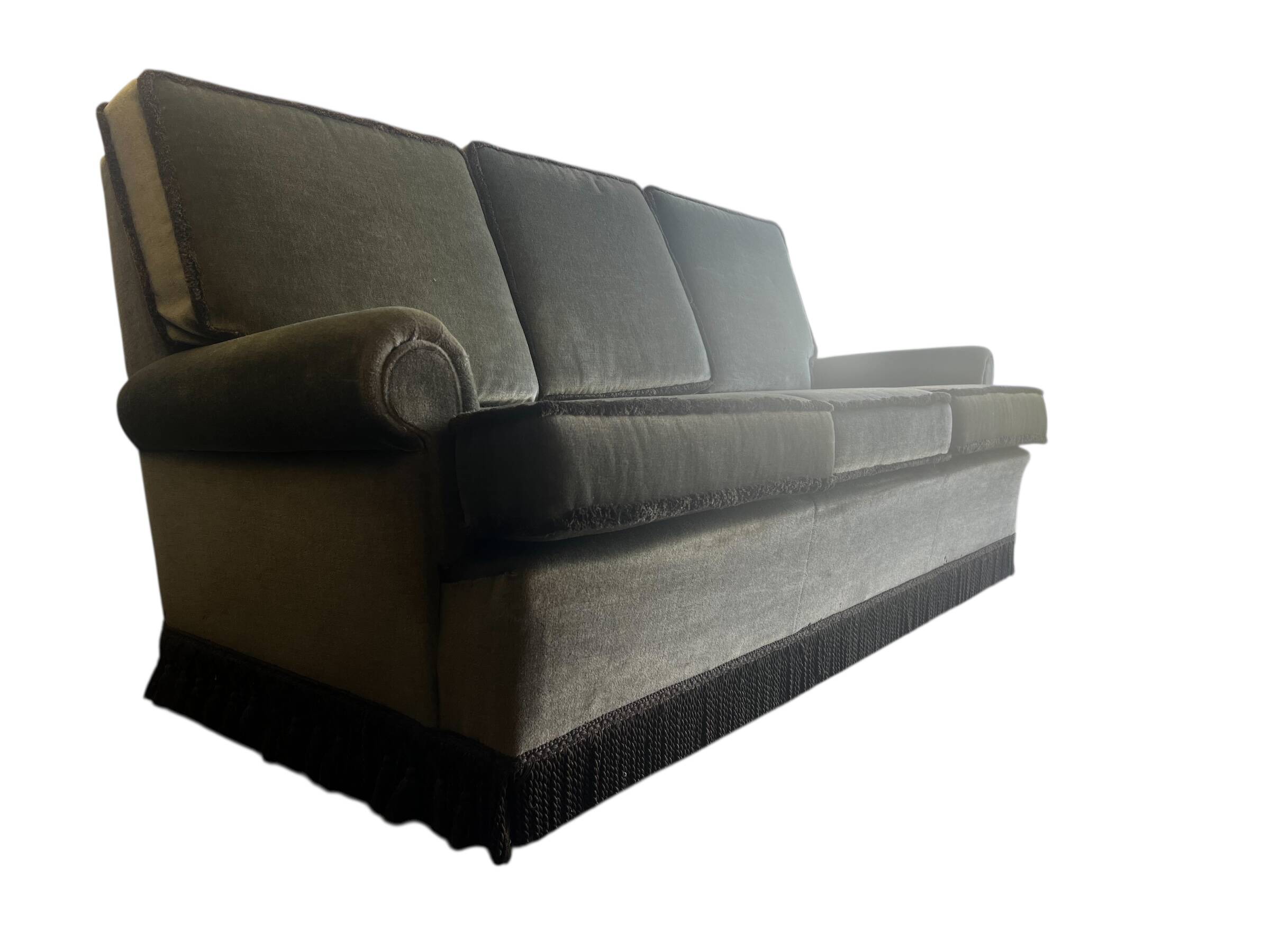 Canapé/fauteuil 3 places.  vintage à franges