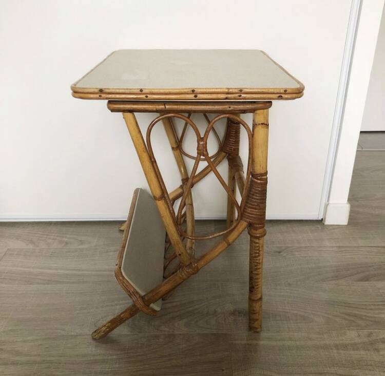 Vintage rattan bedside table