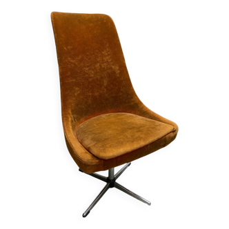 Fauteuil pivotant velours seventies