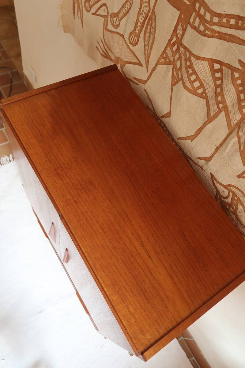 Vintage 1960s wooden wardrobe with two doors and two drawers.