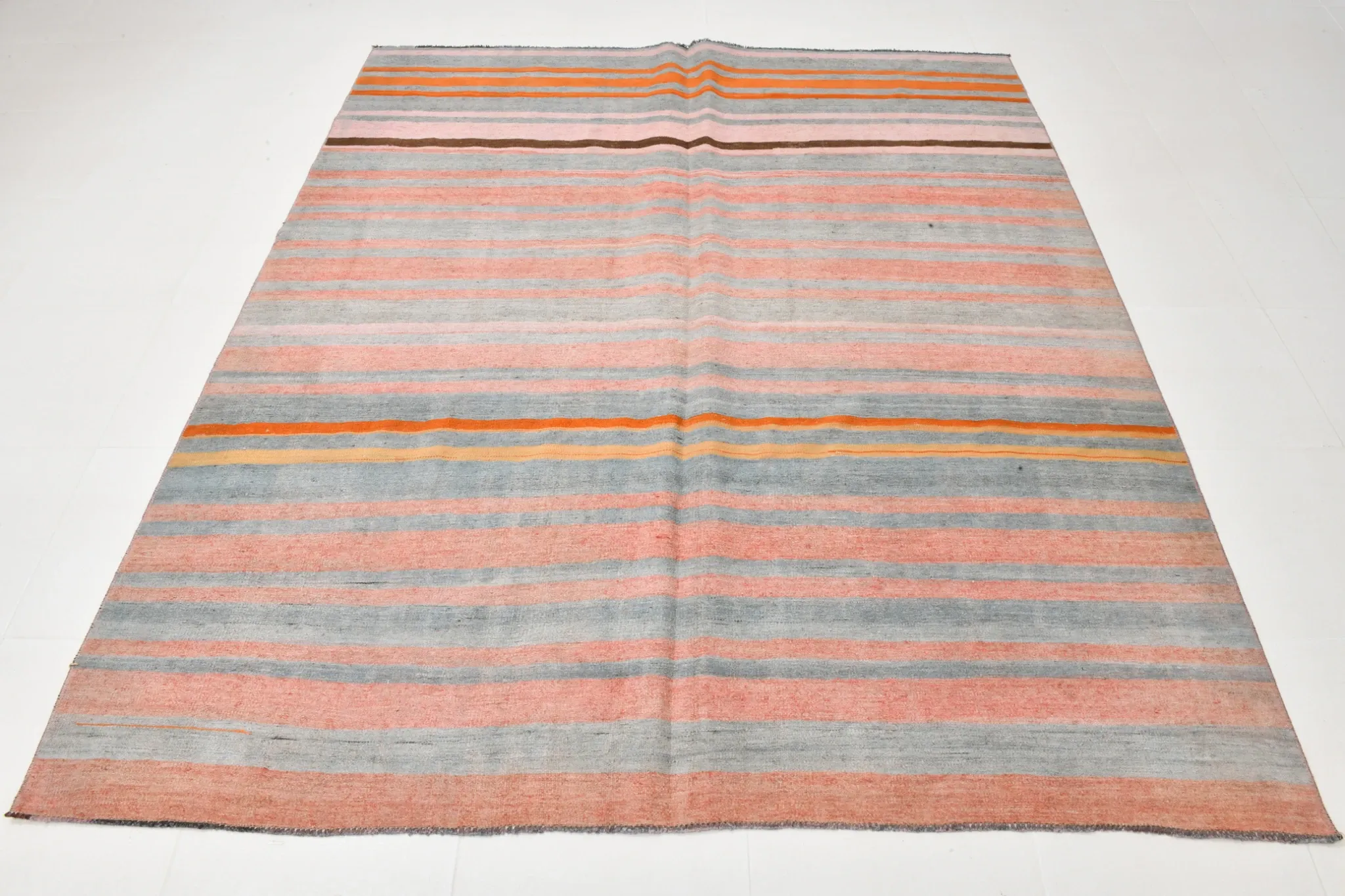 Dusty Pink Vintage Kilim Rug, Turkish Striped Bohemian Bedroom Decor 6x7