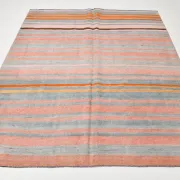Dusty Pink Vintage Kilim Rug, Turkish Striped Bohemian Bedroom Decor 6x7