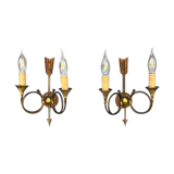 French neoclassical antique wall sconces  highly detailed with hunting horn and arrow motif hunting