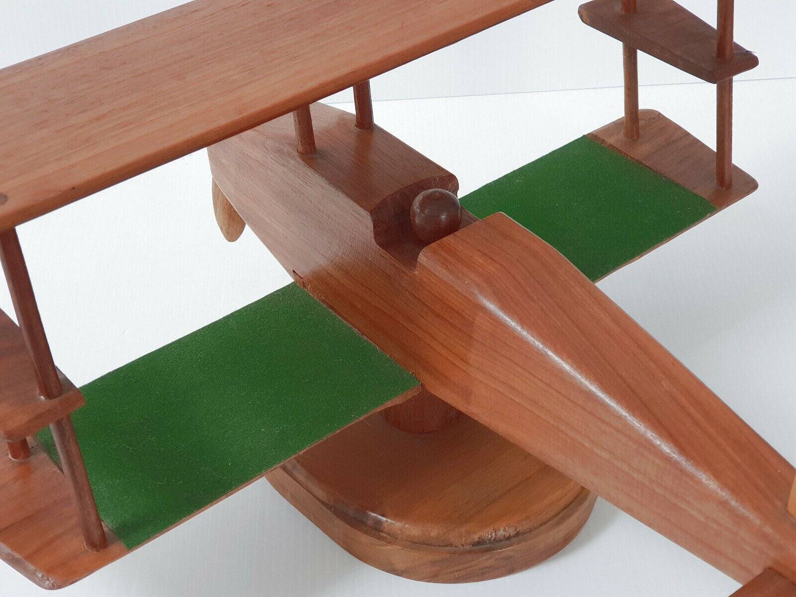 Vintage teak airplane on a stand - 1960s