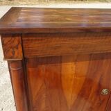 Buffet Empire, plateau en losanges, marqueterie de bois