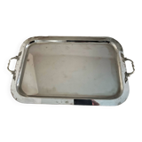 Large old stainless steel tray with stylish handles
