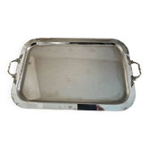 Large old stainless steel tray with stylish handles