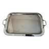 Large old stainless steel tray with stylized handles