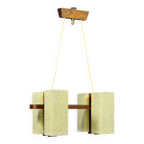 Scandinavian chandelier in solid teak with plexiglass resin shades – 1960s