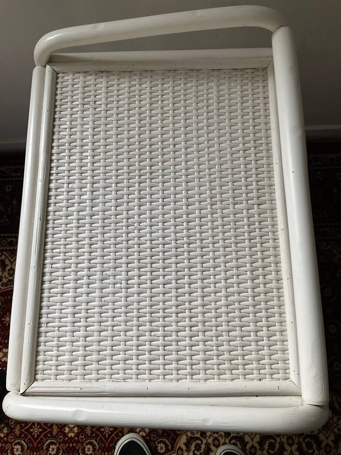 Vintage rattan bedside table from the 70s and 80s