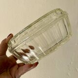 Vintage glass butter dish with cow decorations