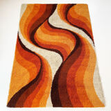 Large Psychedelic "WAVE"High Pile Rug by Prinstapijt Desso, Netherlands 1970s
