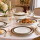 Saint-Amand Fribourg table service in midnight blue and gold, 45 pieces.