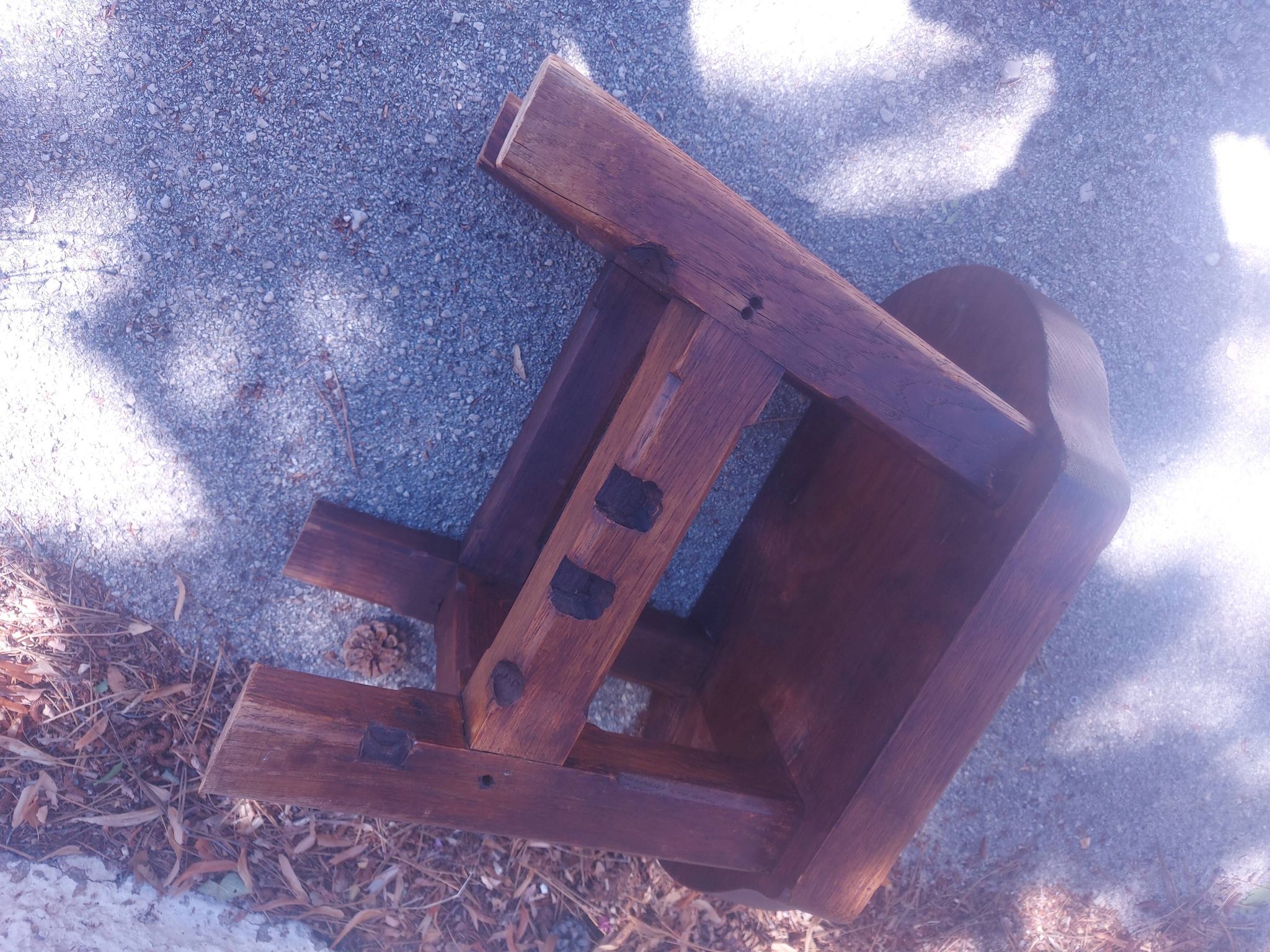 Brutalist wooden stool