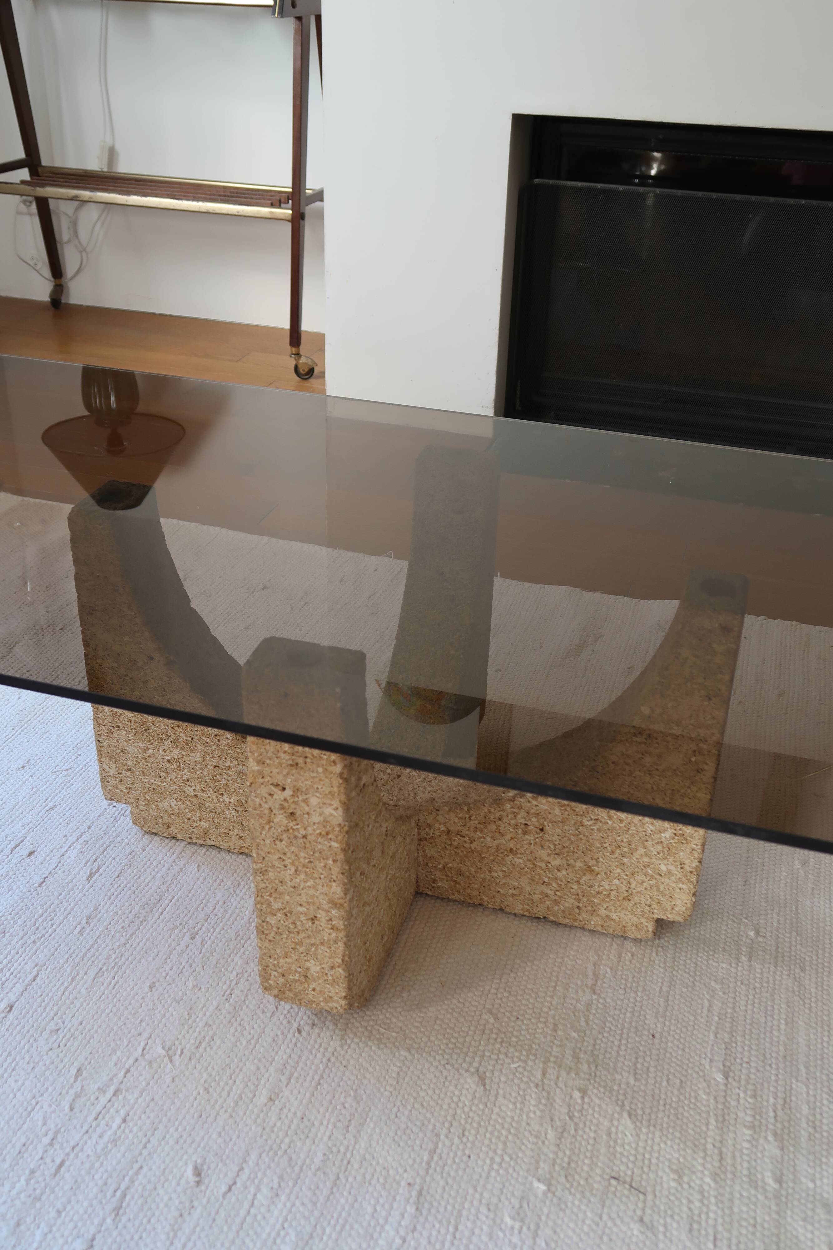 Large modernist coffee table smoked glass