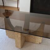 Large modernist coffee table smoked glass
