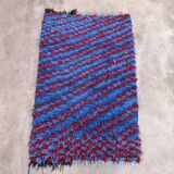 Tapis Marocain Boucherouite bleu - 89 x 337 cm