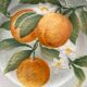 6 orange barbotine dessert plates from Saint Clément earthenware.