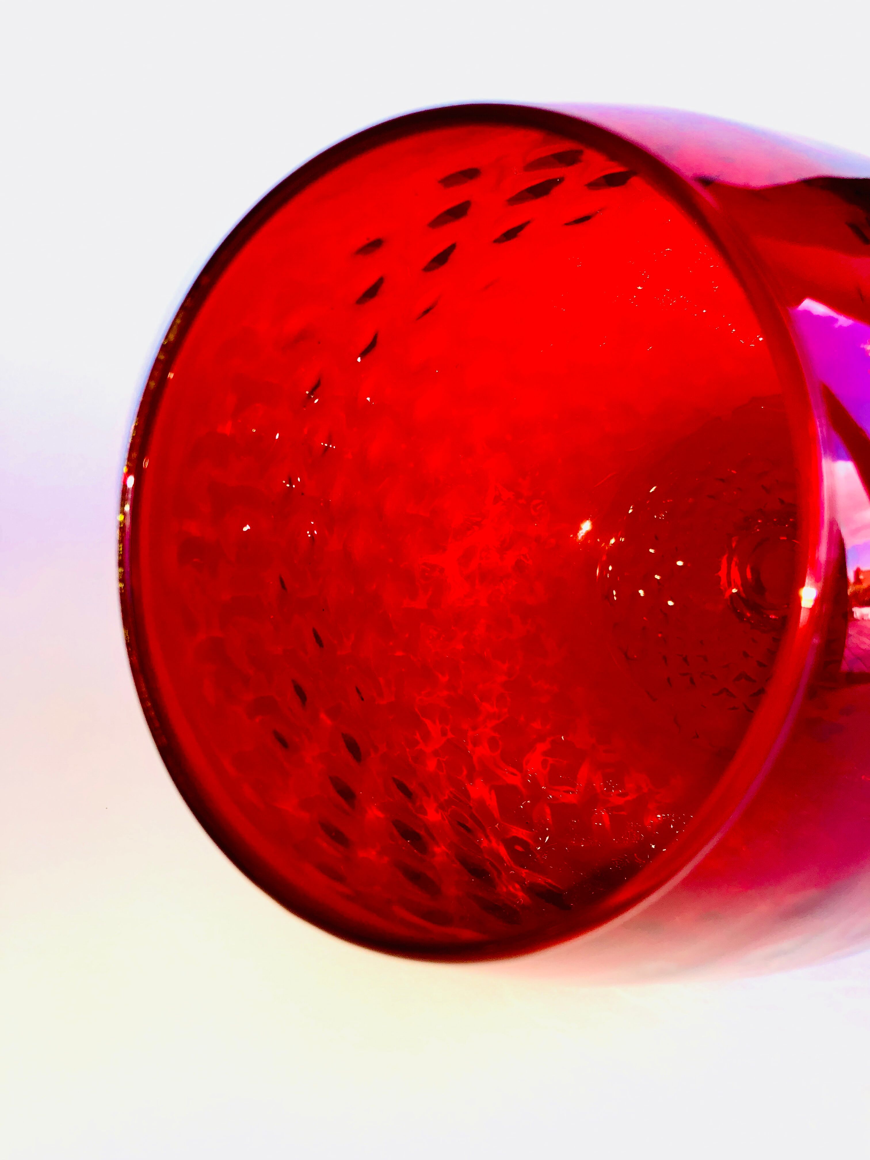 Red textured glass vase from the 60s-70s, Italy, Empoli
