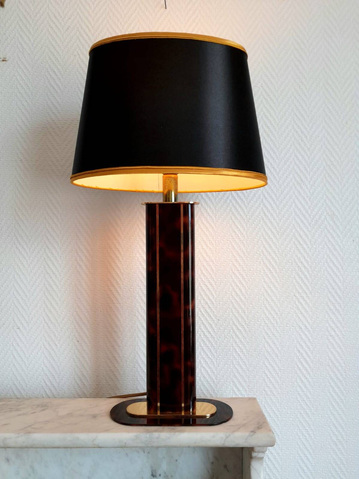 Lampe écaille Hollywood Regency noir et or