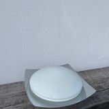 White glass and stainless steel ceiling light