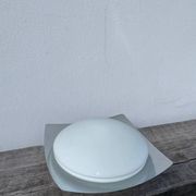 Applique plafonnier en verre blanc et inox