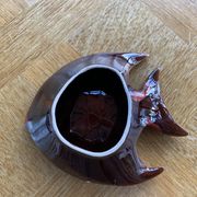 Dish fish shape glazed ceramic vintage slurry