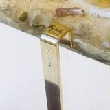 Vintage brass and wood hanging wall shelf