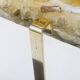 Vintage brass and wood hanging wall shelf