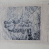 François nicolas chifflart (1825 - 1901) le passé engraving on old japanese paper.
