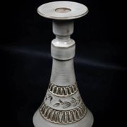 Ceramic candle holder with geometric decoration by Huguette Bessone - Vallauris