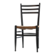 Ensemble vintage de 8 chaises de salle à manger en papercord noir italien, siège tissé, années 1950.