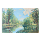 Tableau HSP : "Petit coin de rivière avec barque" début XX° monogrammé