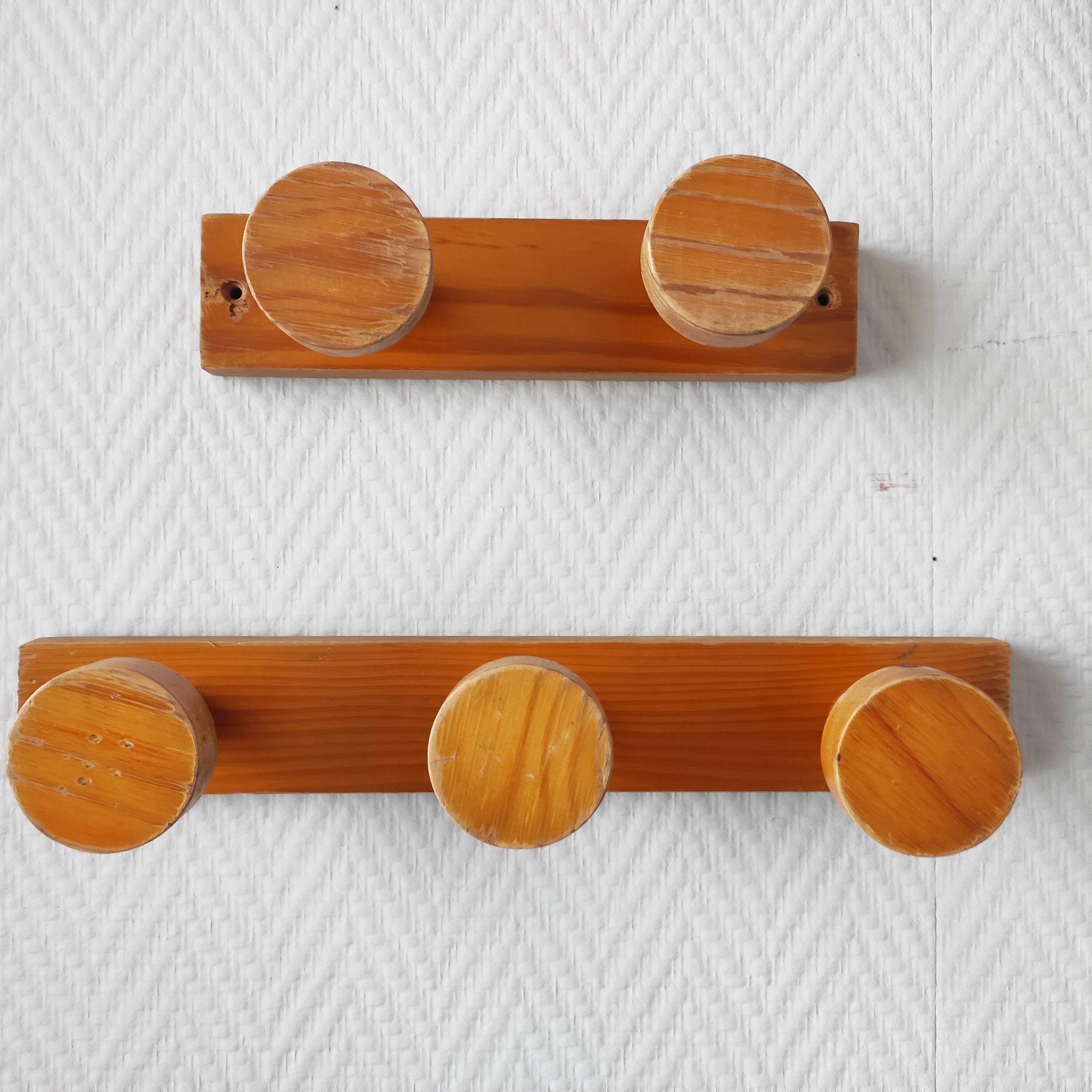 Vintage 70s pine coat hooks – Perriand Les Arcs style