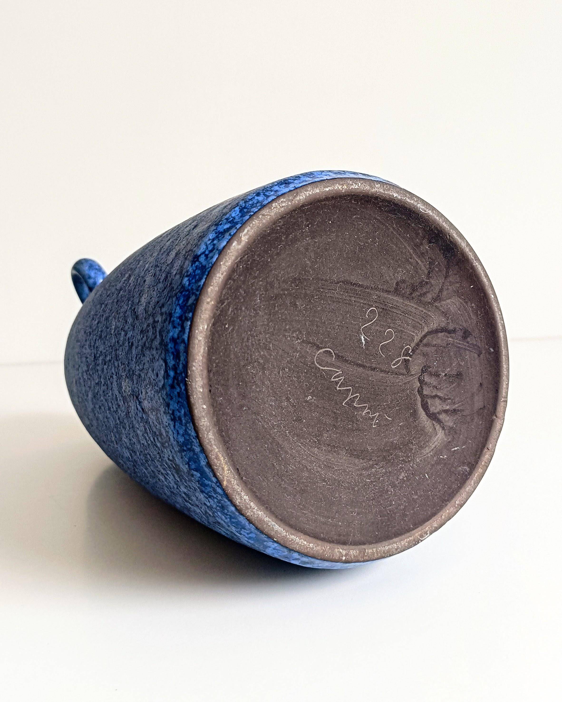 Mid-Century Ceramic Jug Vase by Ceramano, Blue Glaze, West Germany