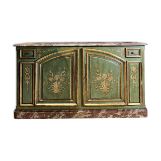 Louis XIV style hunting buffet with double evolution in painted wood