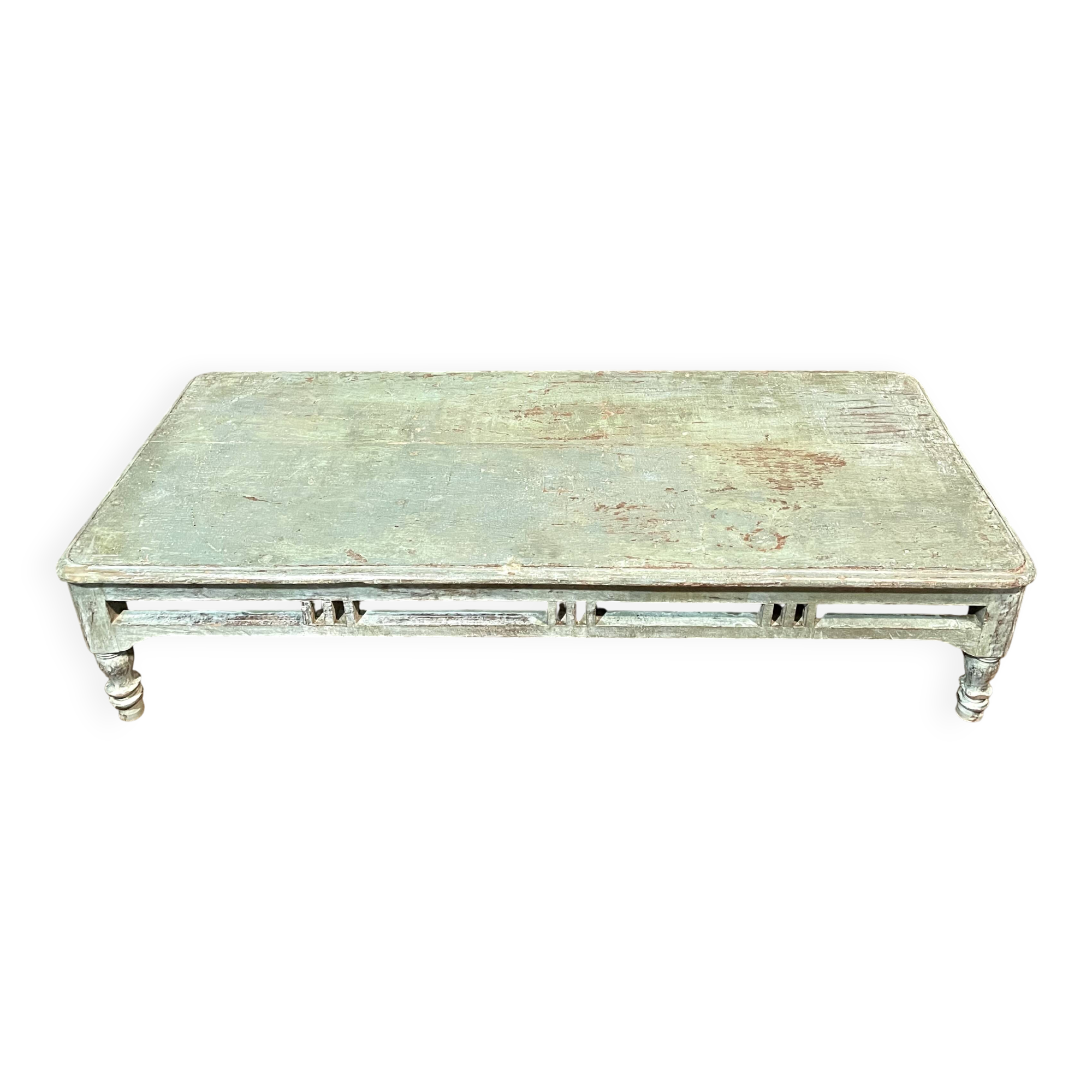 Blue lacquered teak coffee table