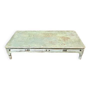 Table basse en teck laqué bleu