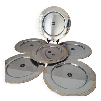 Alessi Ettore Sottsass / 6 large stainless steel presentation plates 18/10