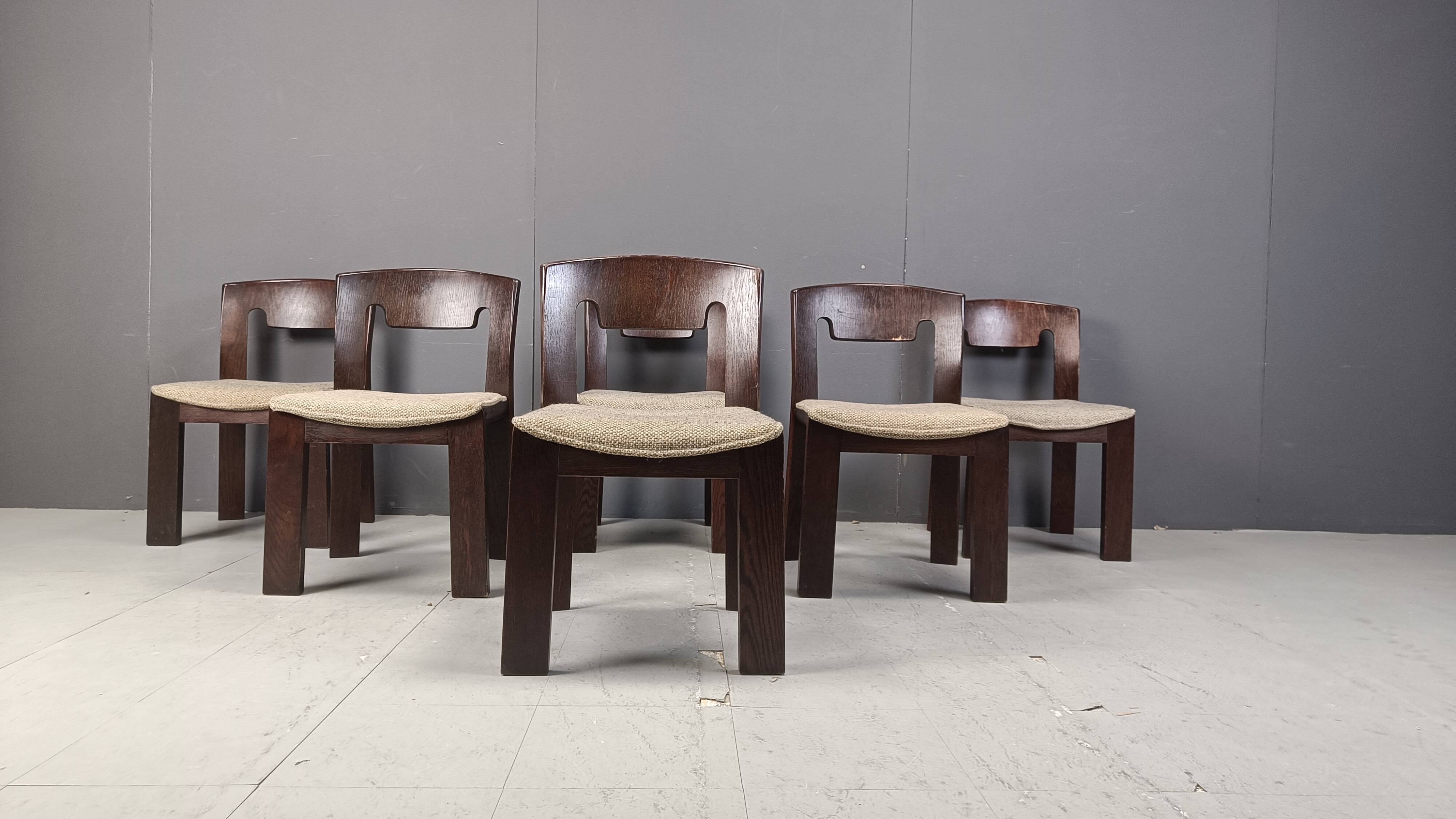 Vintage Brutalist Dining Chairs, Set of 6 - 1970s