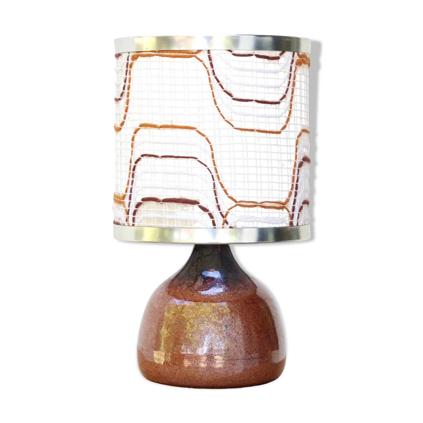 Pink brown ceramic lamp, 70s