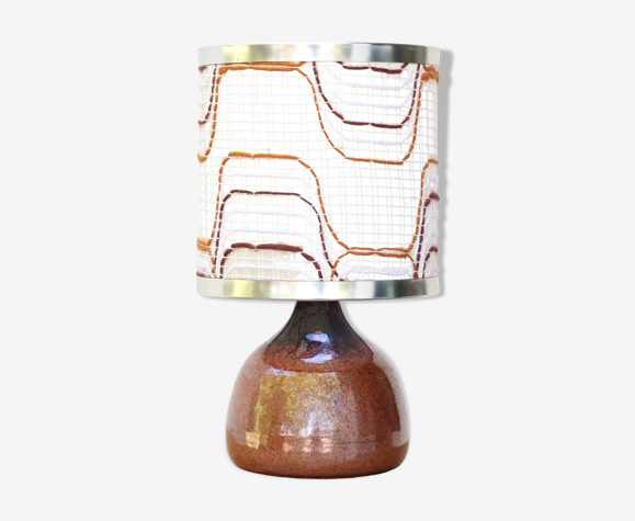 Lampe en céramique marron rose, années 70