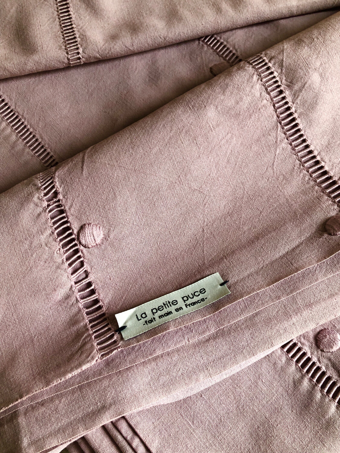 Old linen sheet and purple dyed cotton
