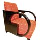 Art Deco Club Chair, Black Lacquer and Red Fabric, France circa 1930