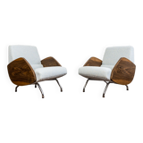Pair of lounge chairs in Kvadrat/Sahco Boucle "360" by Janusz Różański, 1950's