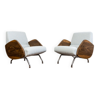 Pair of lounge chairs in Kvadrat/Sahco Boucle "360" by Janusz Różański, 1950's